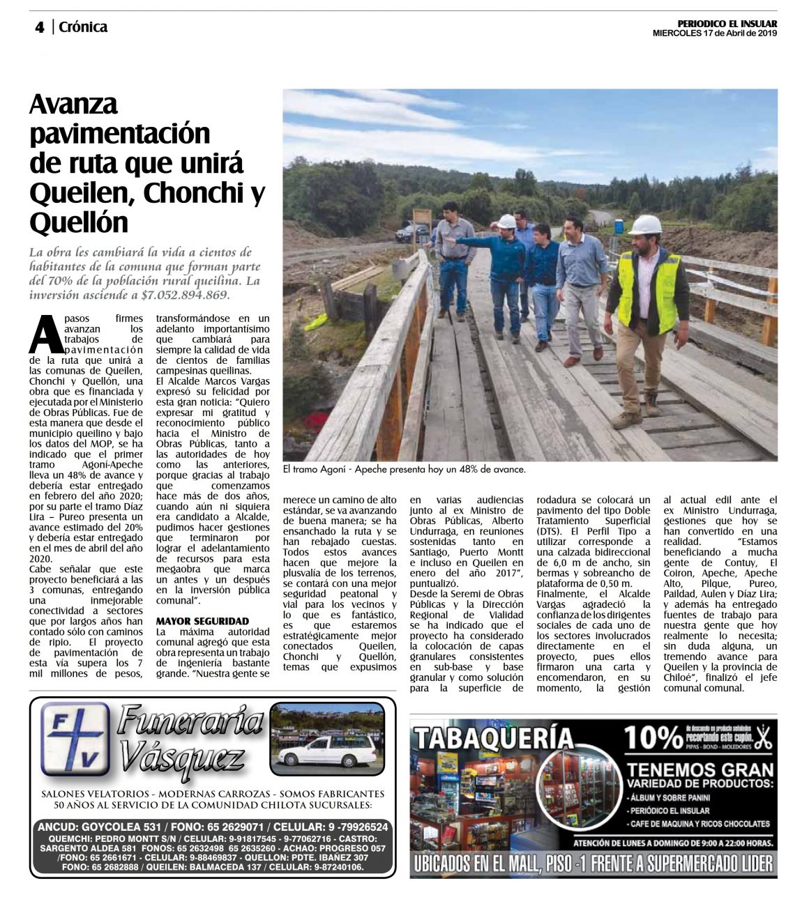 AVANZA PAVIMENTACIÓN DE RUTA QUE UNIRÁ QUEILEN, CHONCHI Y QUELLÓN