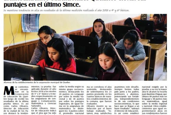 ESTABLECIMIENTOS EDUCACIONALES QUEILINOS ELEVAN SUS PUNTAJES EN EL ÚLTIMO SIMCE. ESTABLECIMIENTOS EDUCACIONALES QUEILINOS ELEVAN SUS PUNTAJES EN EL ÚLTIMO SIMCE.